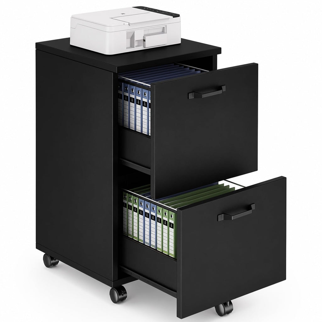 2 Drawer Black Wood File Cabinet H23737