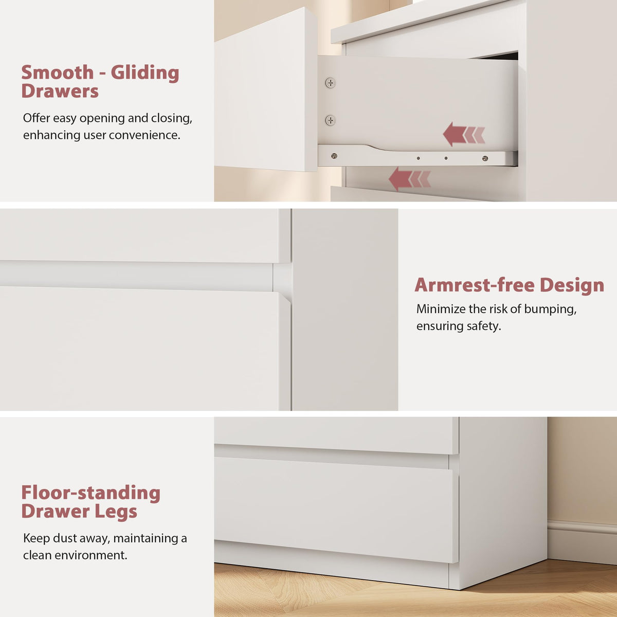 White 5 Drawer Dresser Chest of Drawers T81319
