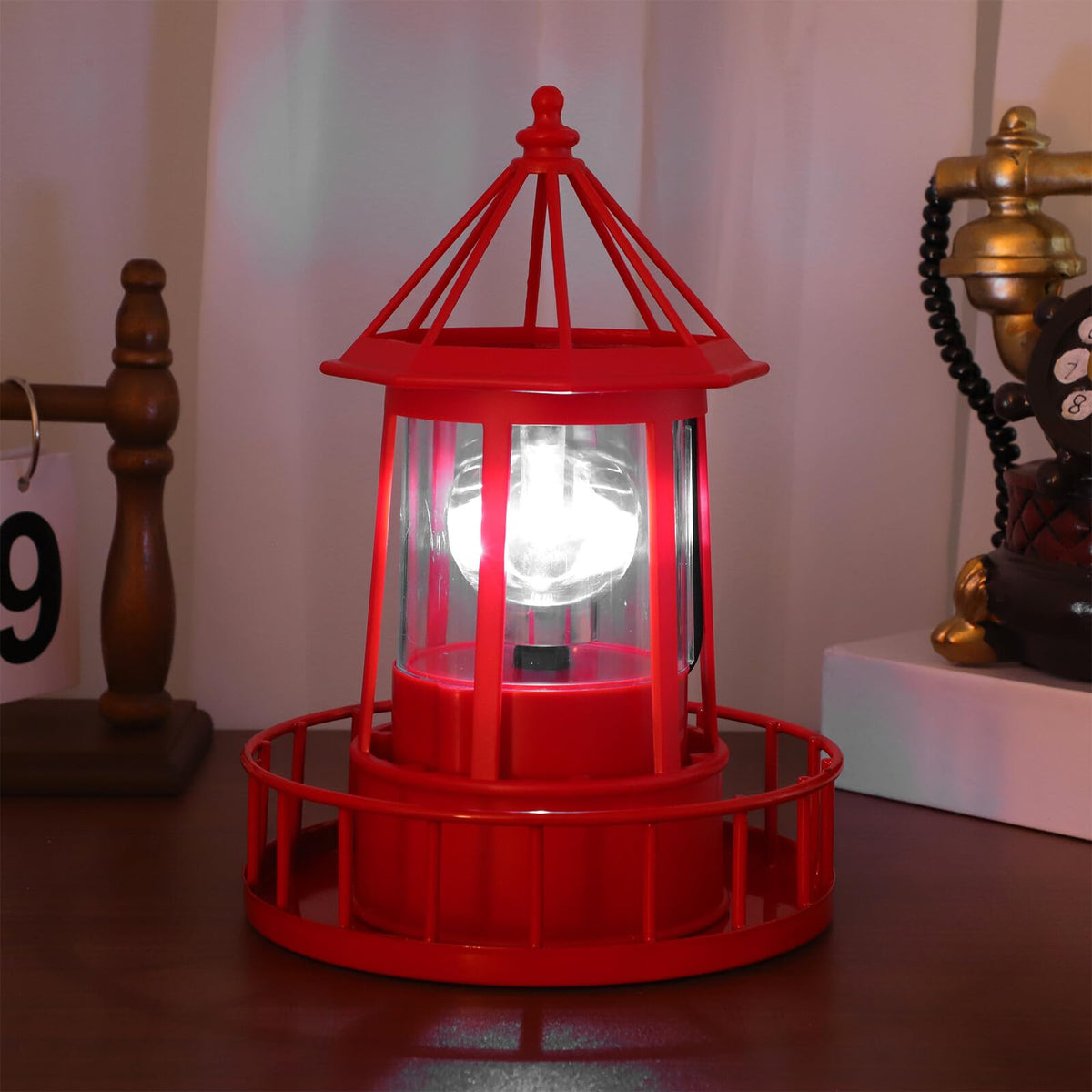 Solar Powered Rotating Lighthouse Garden Light Z313