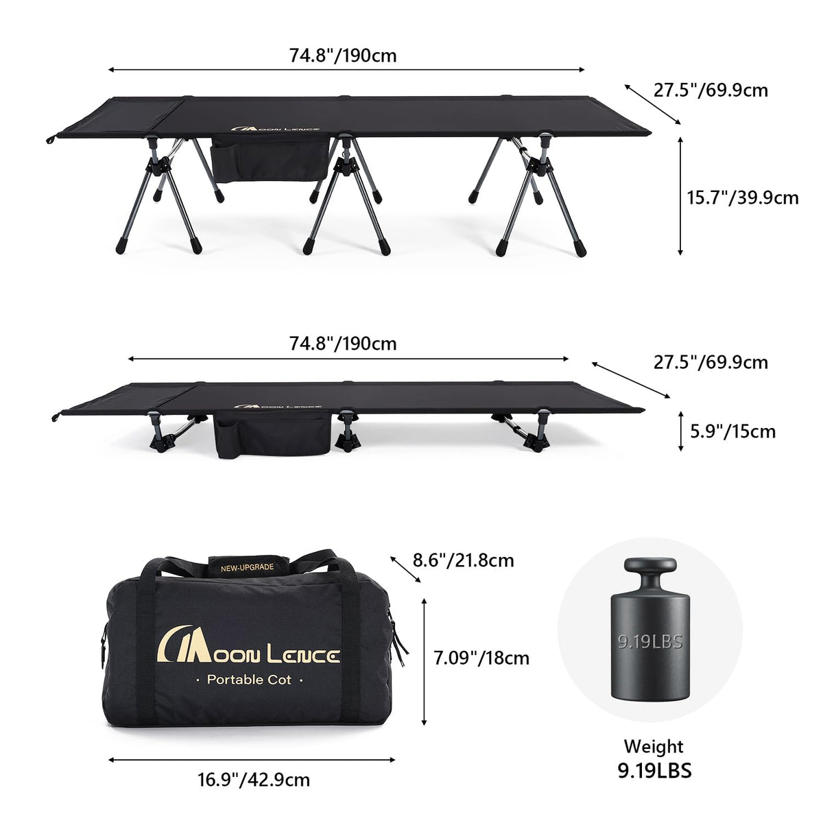 Height Adjustable Folding Camping Cot Q3589