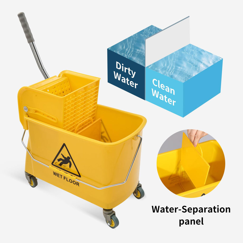 22 Quart Wheeled Mop Bucket with Wringer W165002