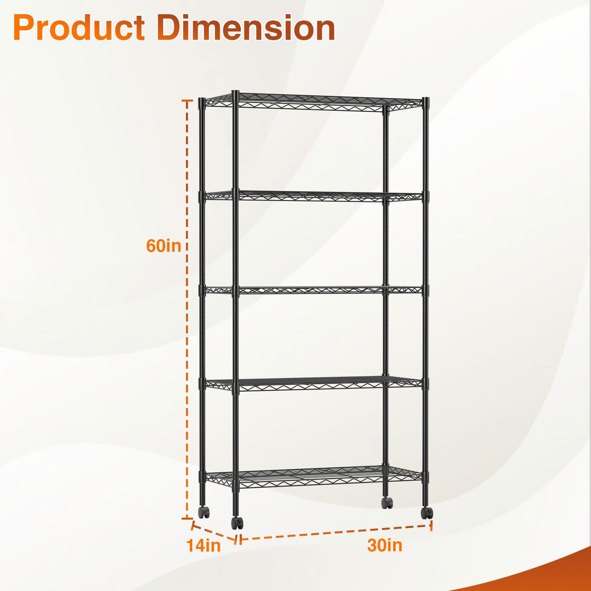 5-Tier Wire Shelf with Wheels D560646