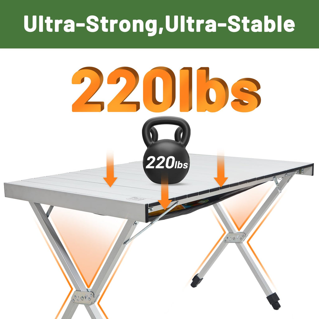 Folding Camping Table Adjustable Height Lightweight Aluminum G967742