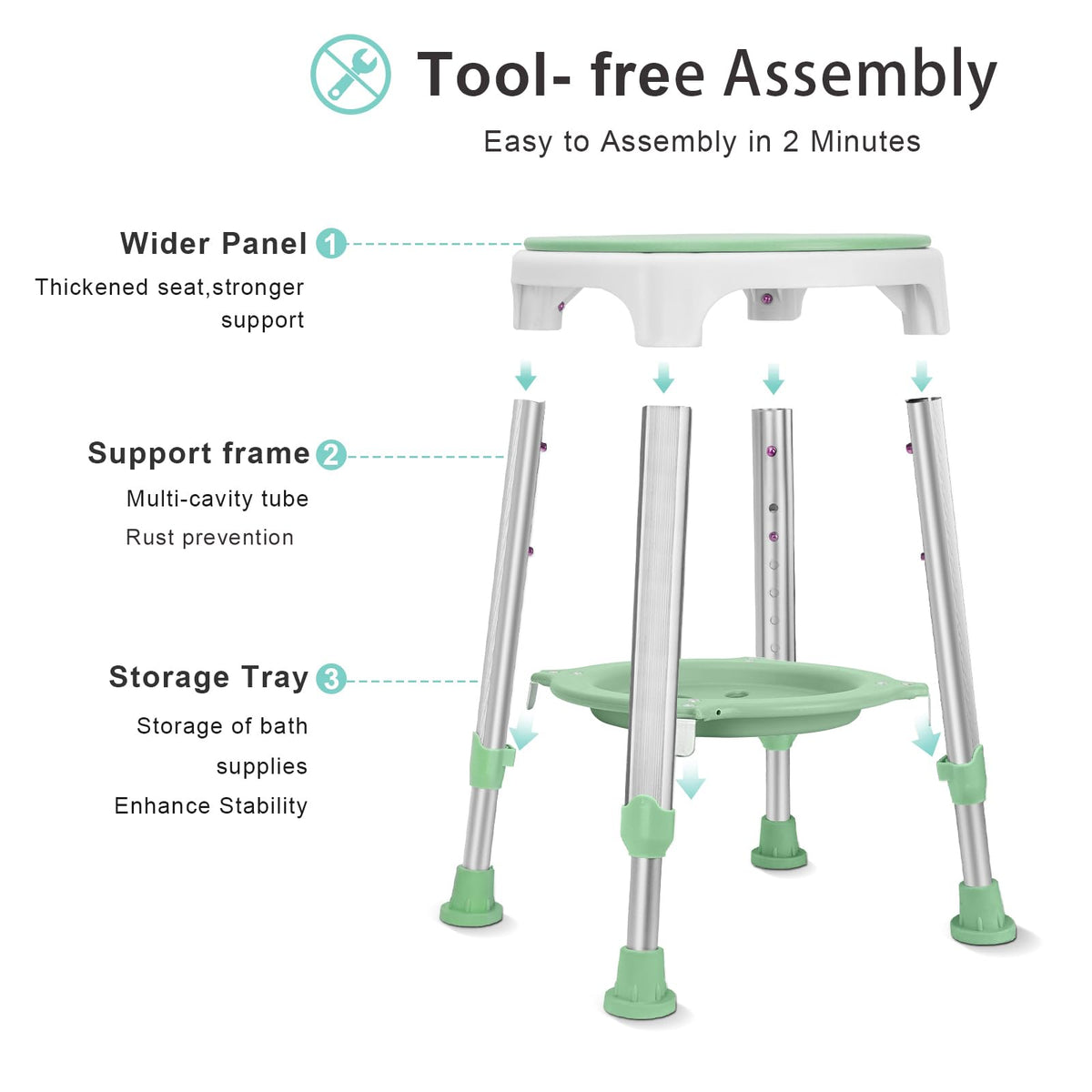 Adjustable Swivel Shower Chair with Storage Tray P944