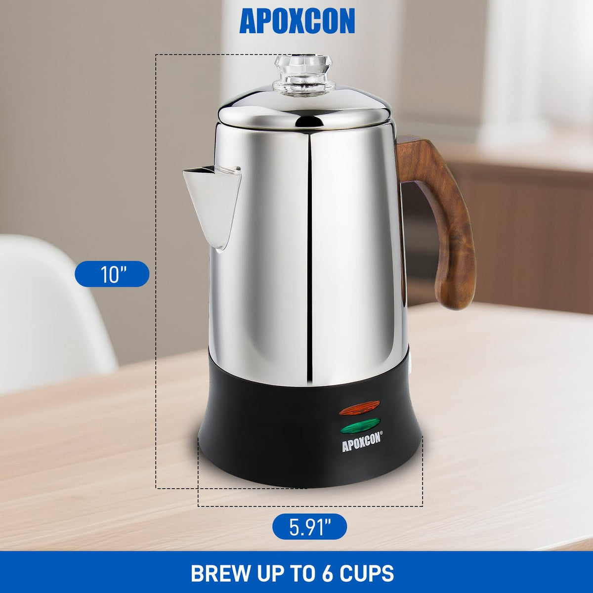6 Cup Stainless Steel Electric Coffee Percolator D626