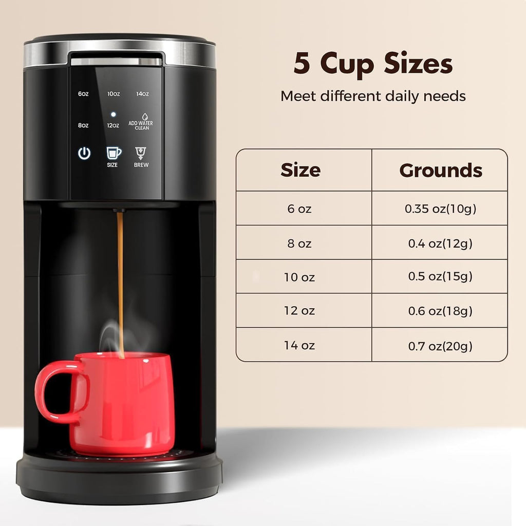 Single Serve Coffee Maker, 2 in 1 for K-Cup & Ground Coffee, Black X6988