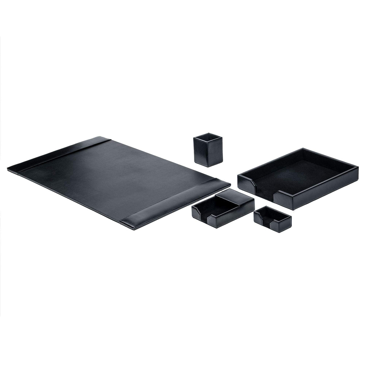 Black Bonded Leather 5-Piece Desk Set U19526