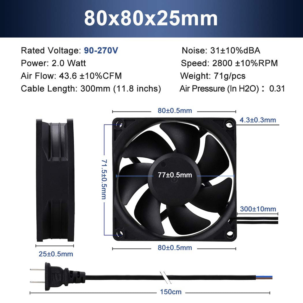 80mm 120mm AC Cooling Fan 2 Pack Z9872