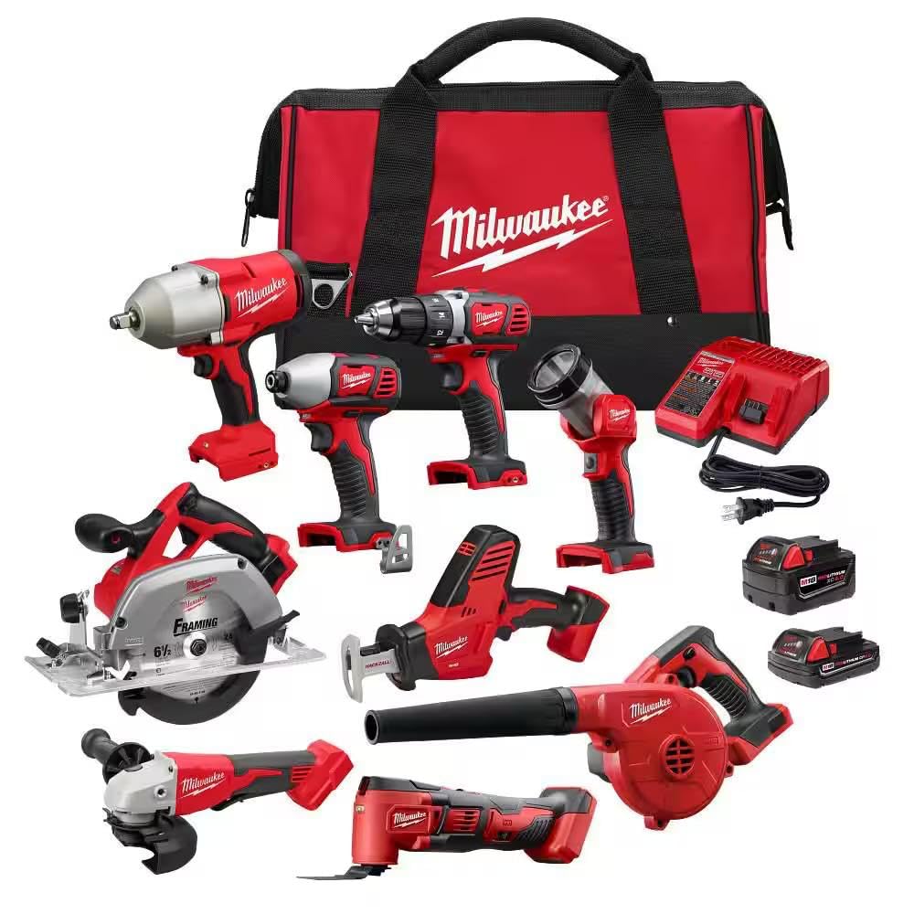 18-Volt Lithium-Ion Cordless 9-Tool Combo Kit with 4.0 Ah Batteries C458
