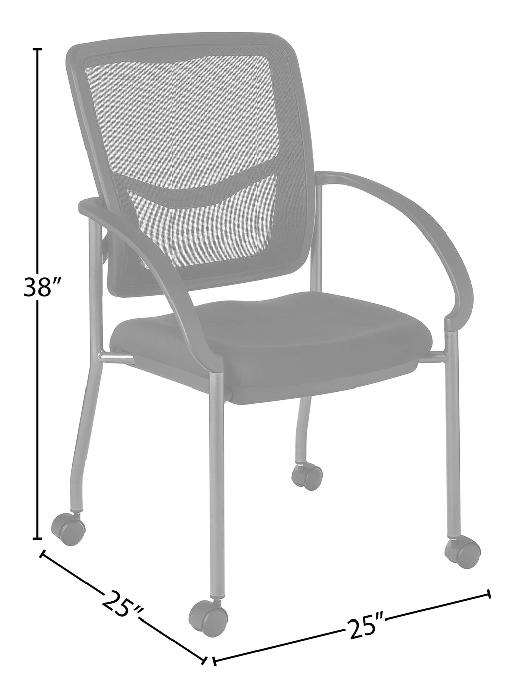 Stackable Visitor's Chair with Breathable Back and Rolling Casters C47209