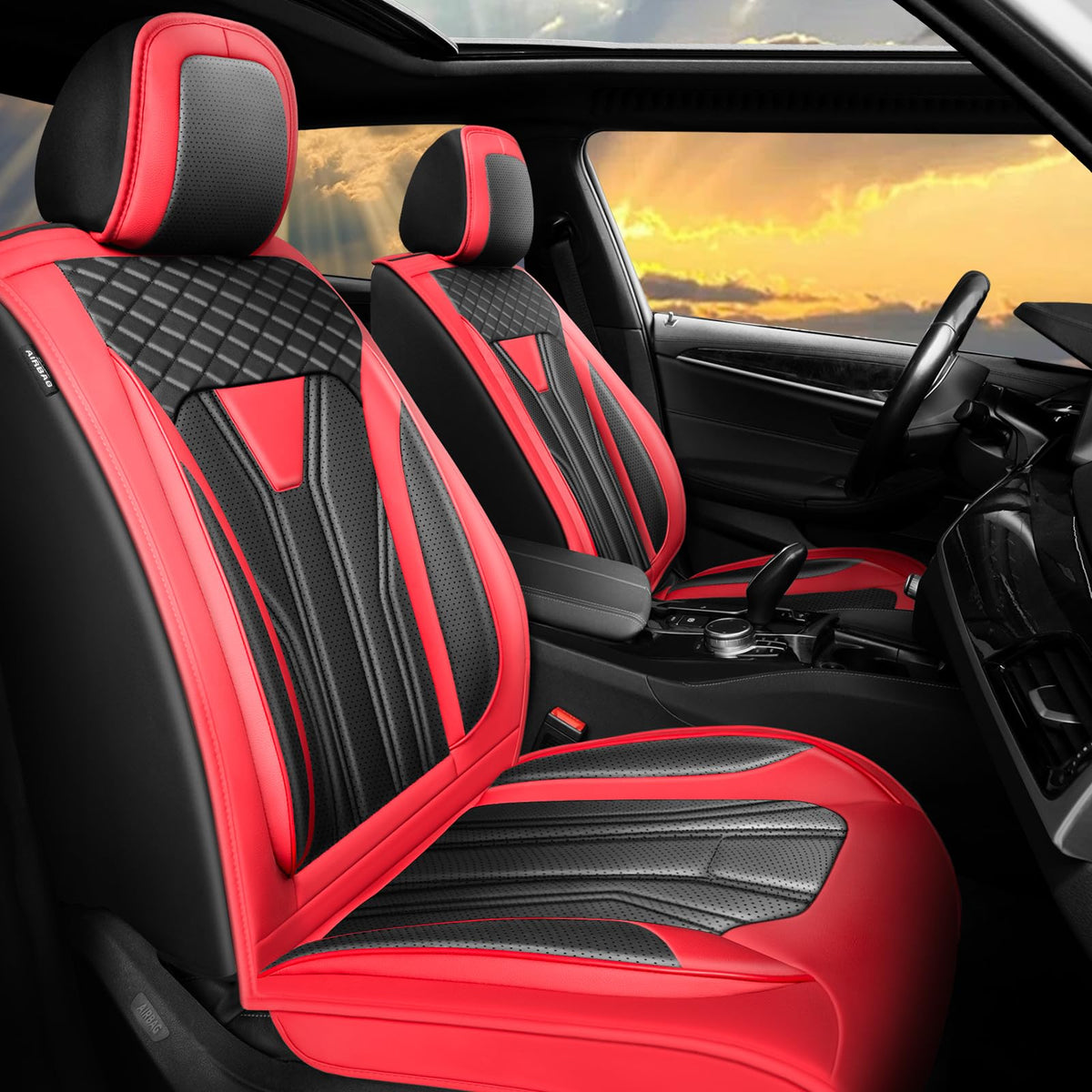 Car Seat Covers Red & Black W891