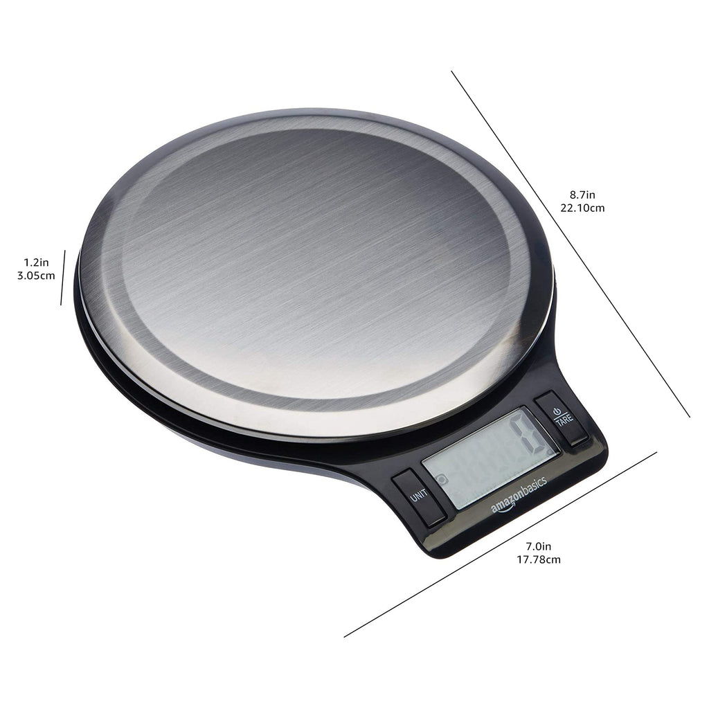 Digital Kitchen Scale with LCD Display, Black and Stainless Steel A64210