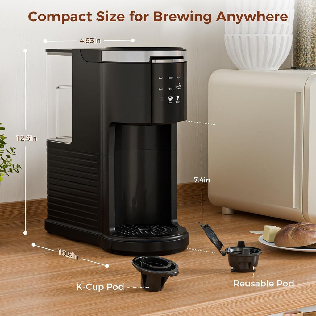 Single Serve Coffee Maker, 2 in 1 for K-Cup & Ground Coffee, Black X6988