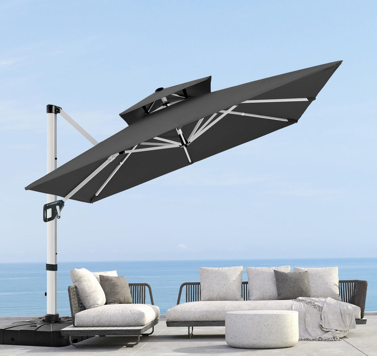 Cantilever Double Top Outdoor Offset Umbrella with 360° Rotation K303