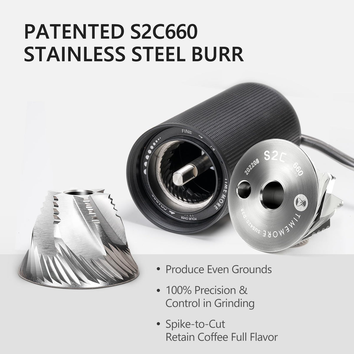 Manual Coffee Grinder Stainless Steel Conical Burr Black Q473707