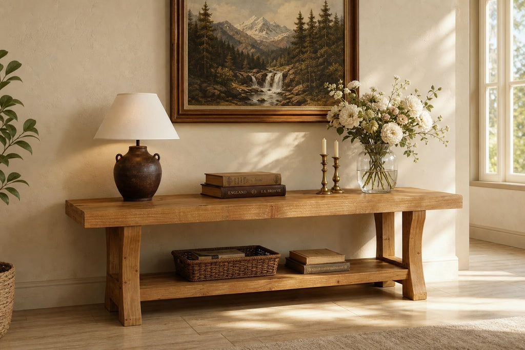 Brown Solid Wood 2-Tier TV Stand P585088
