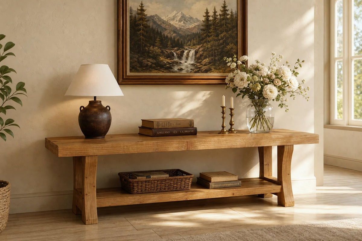 Brown Solid Wood 2-Tier TV Stand P585088