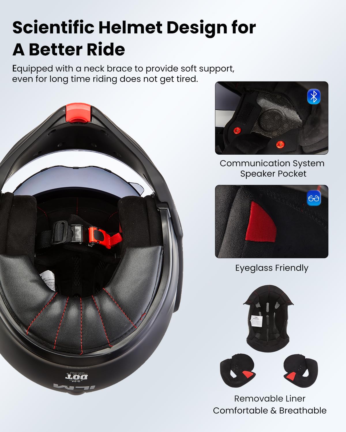 Matte Black Full Face Modular Motorcycle Helmet I98677