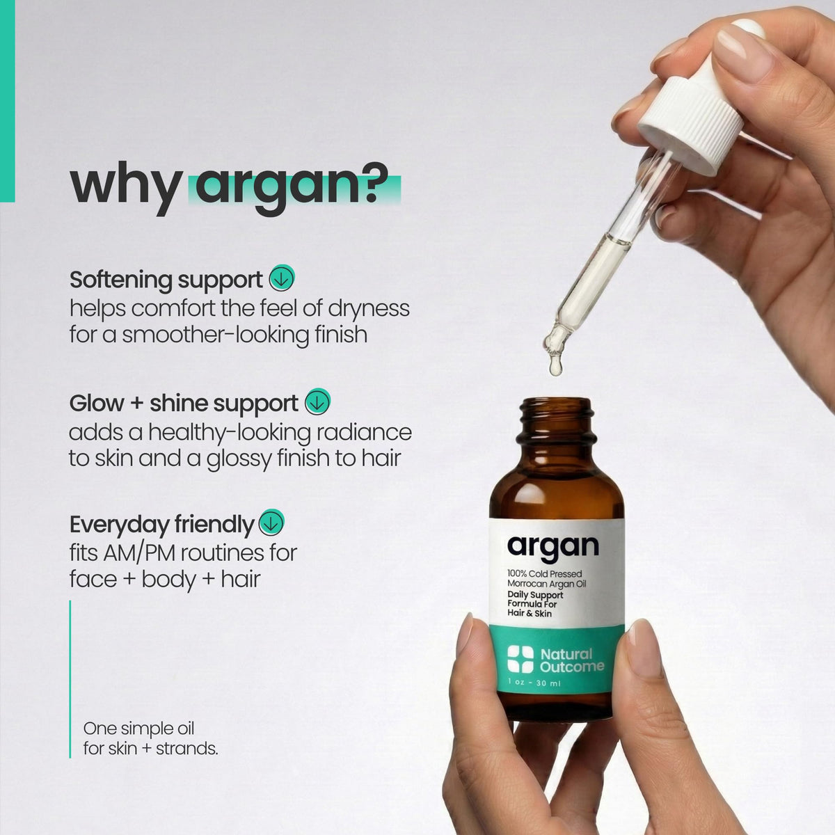 Argan Oil 100% Pure Moroccan Cold-Pressed Face, Body and Hair Oil 1 oz Z2649
