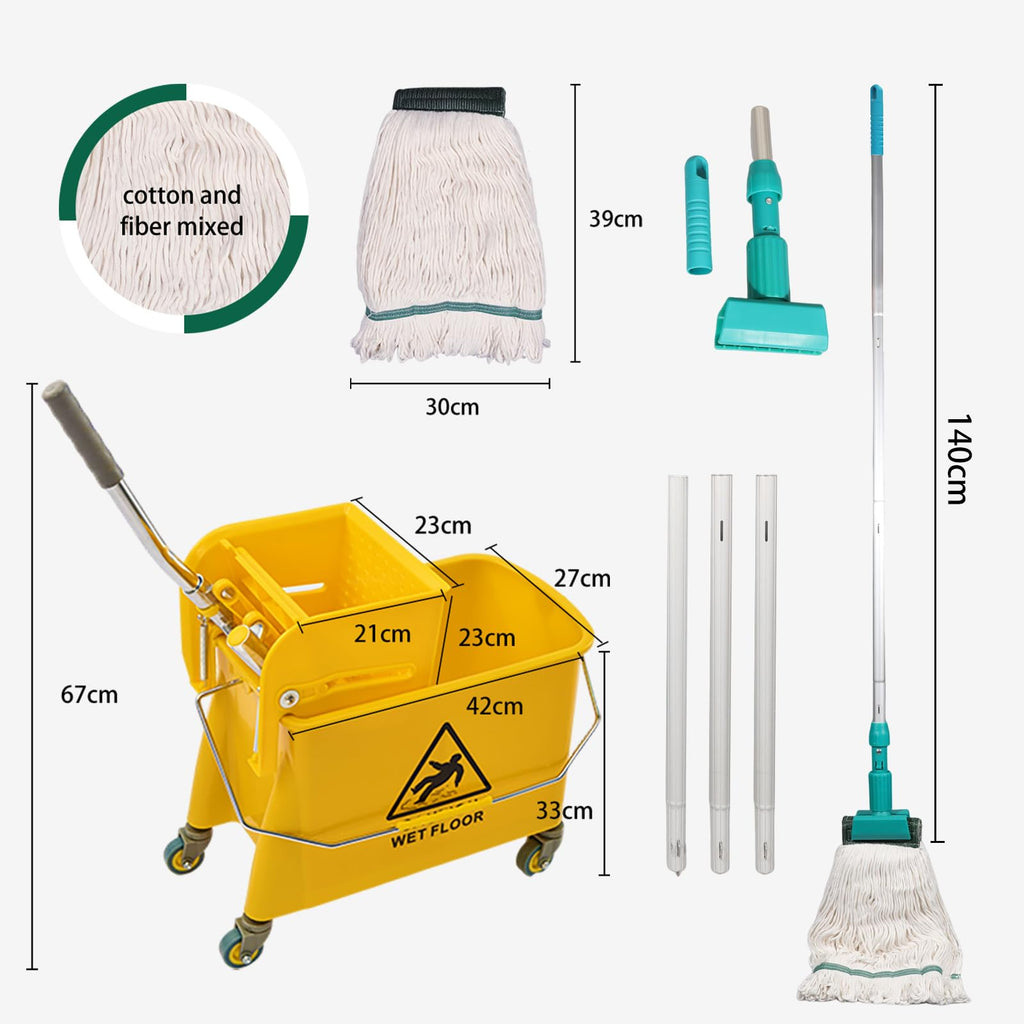 22 Quart Wheeled Mop Bucket with Wringer W165002