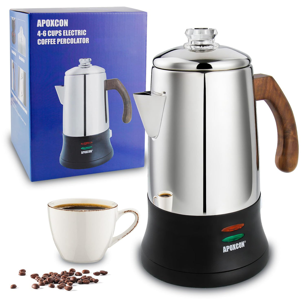 6 Cup Stainless Steel Electric Coffee Percolator D626