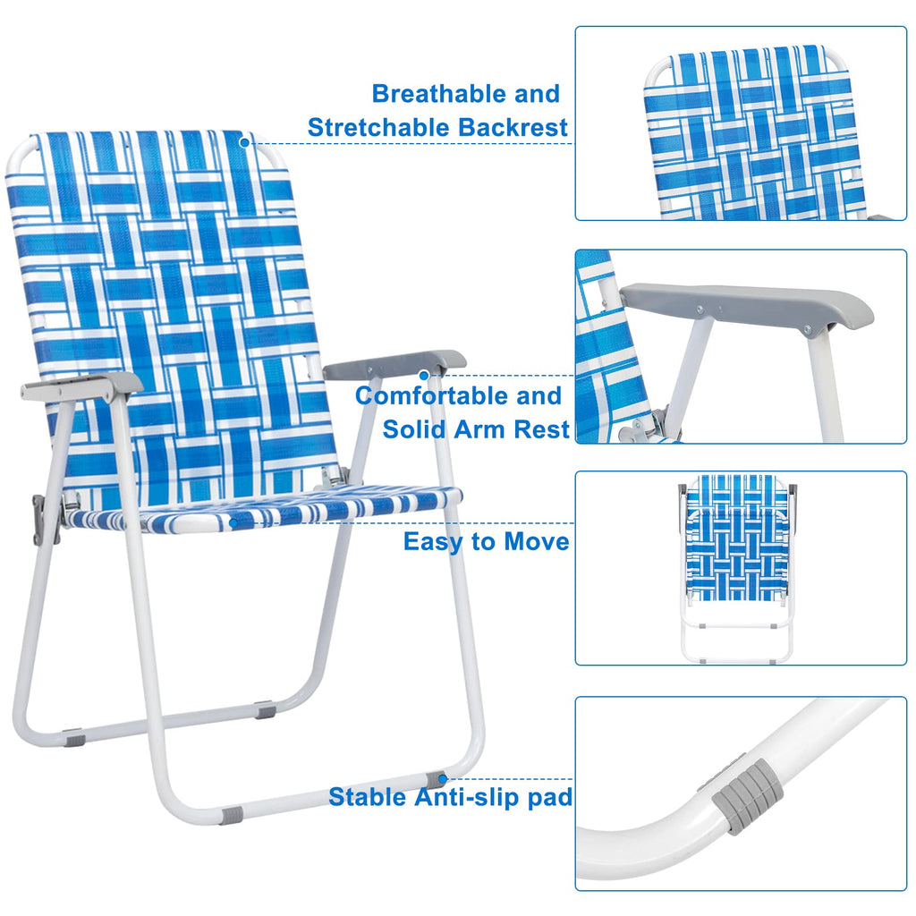 Set of 2 Blue Webbed Folding Patio Chair C132639