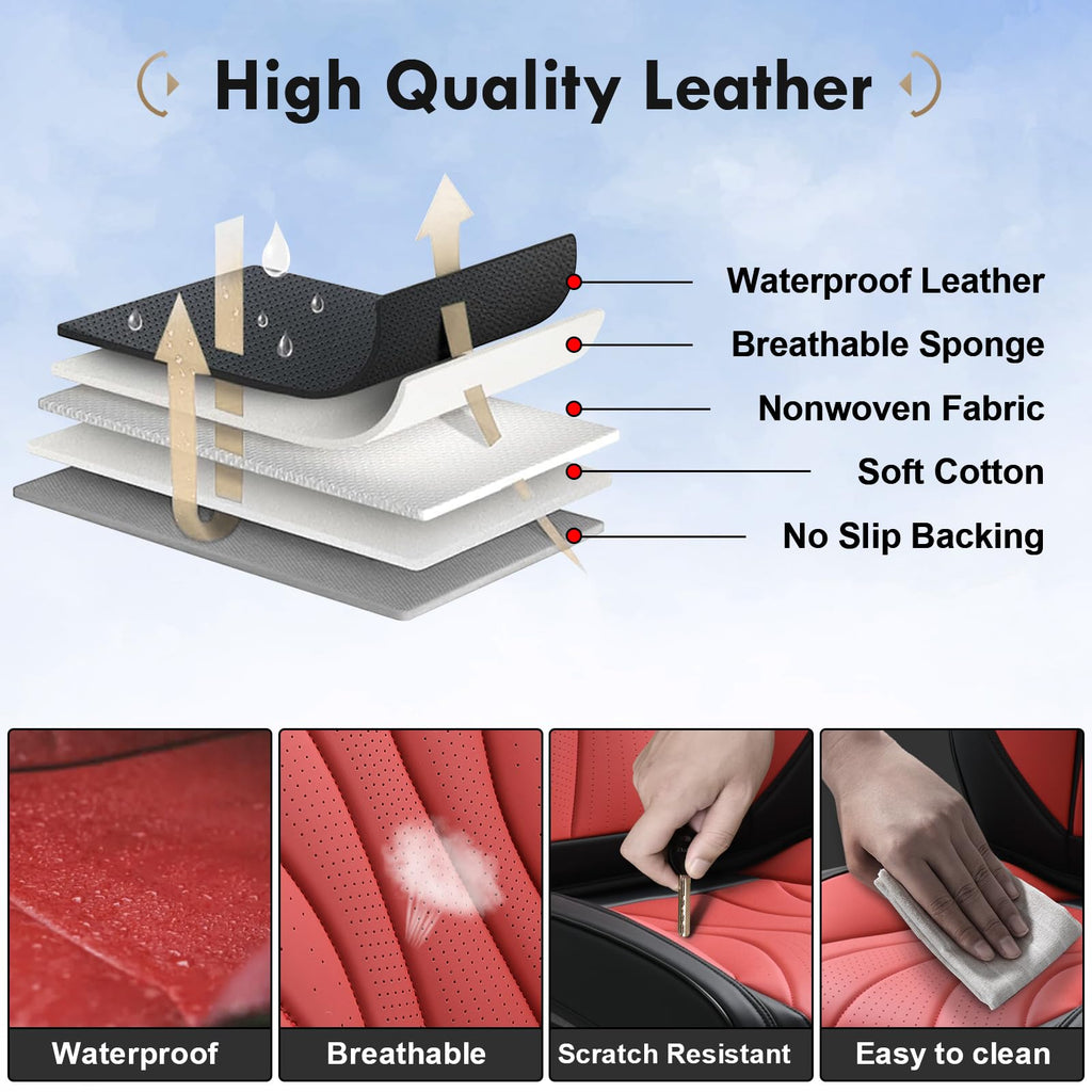 Black Red 2 Pack Leather Car Seat Covers H401