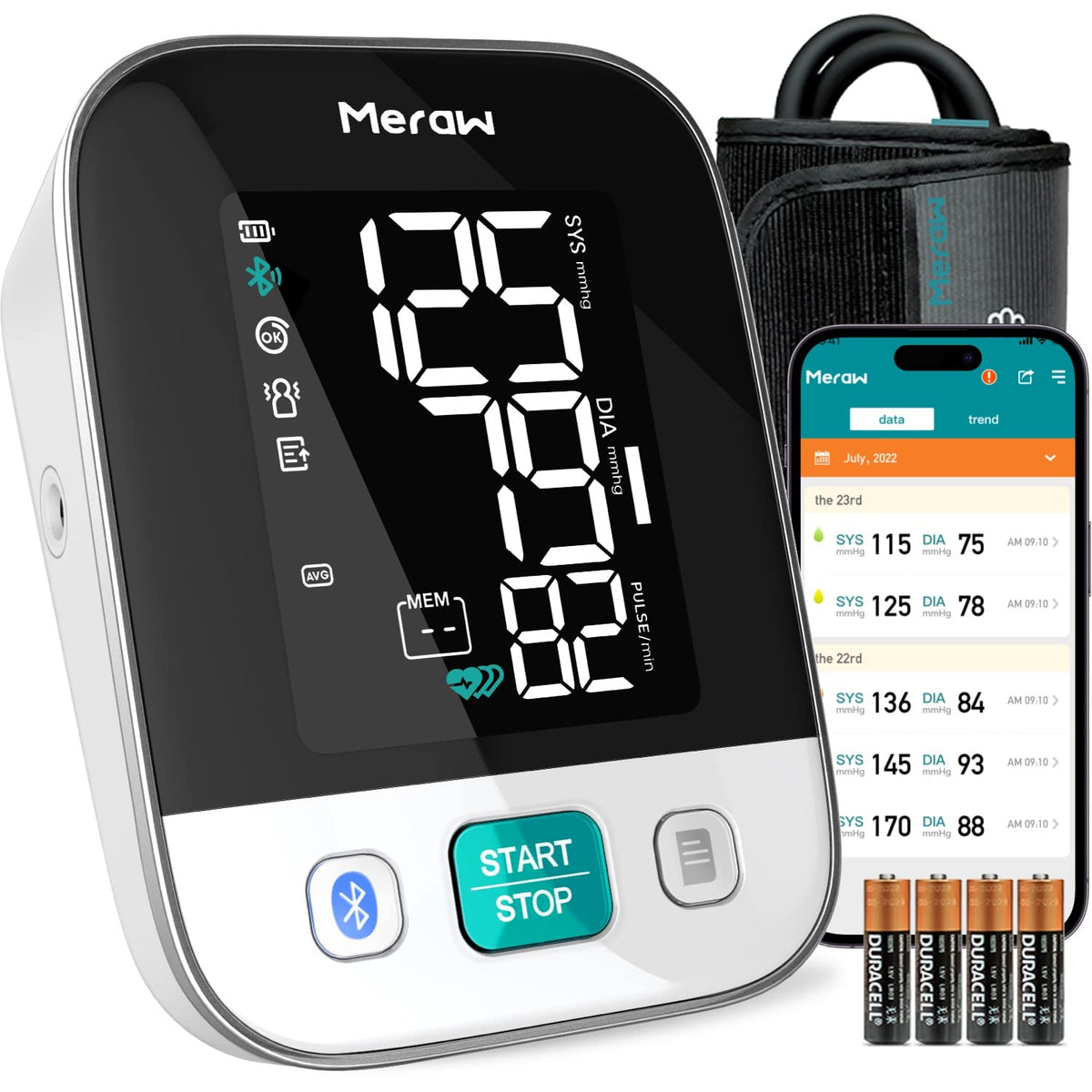 White Automatic Blood Pressure Monitor with Bluetooth F7230