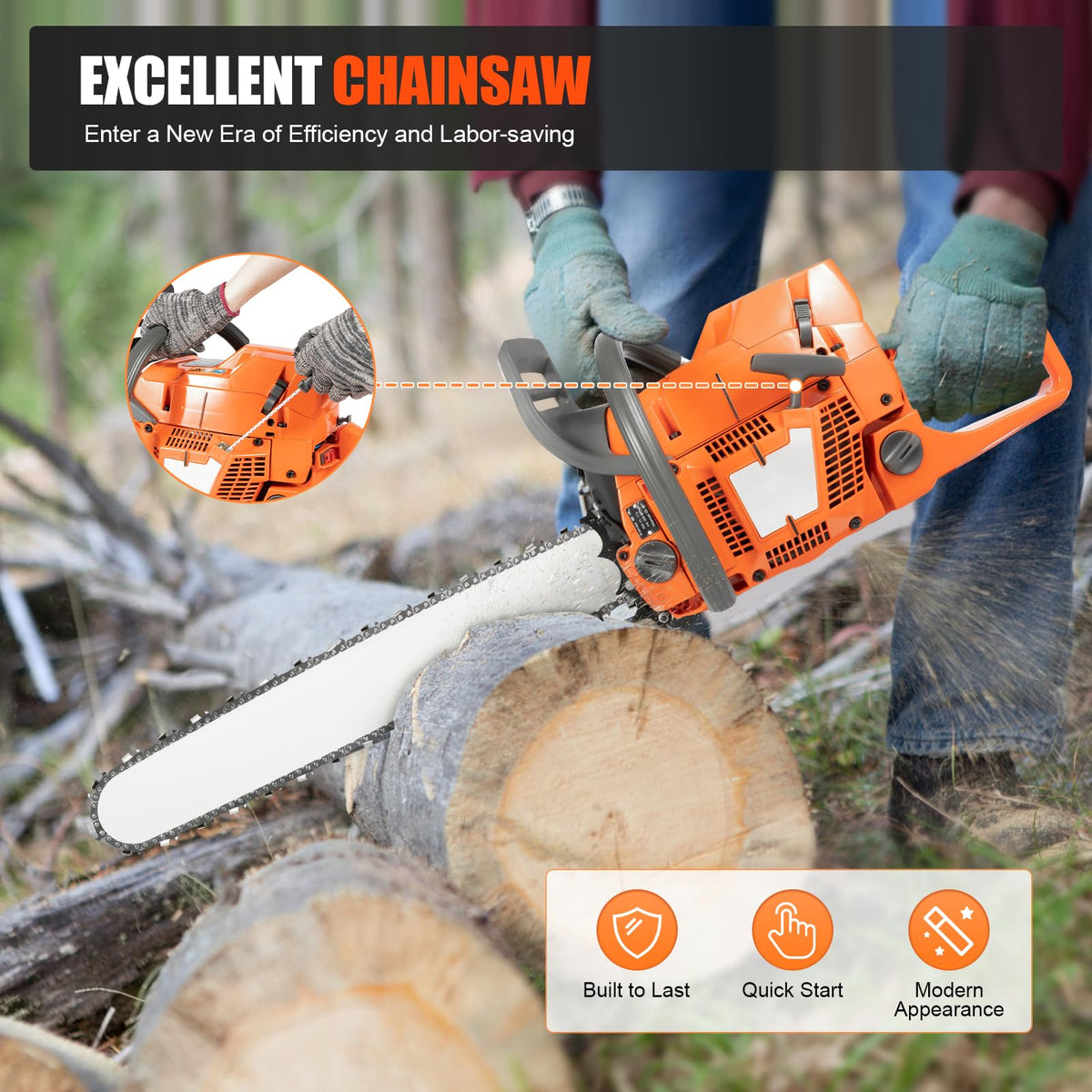 24 Inch 72CC Gas Chainsaw O5546