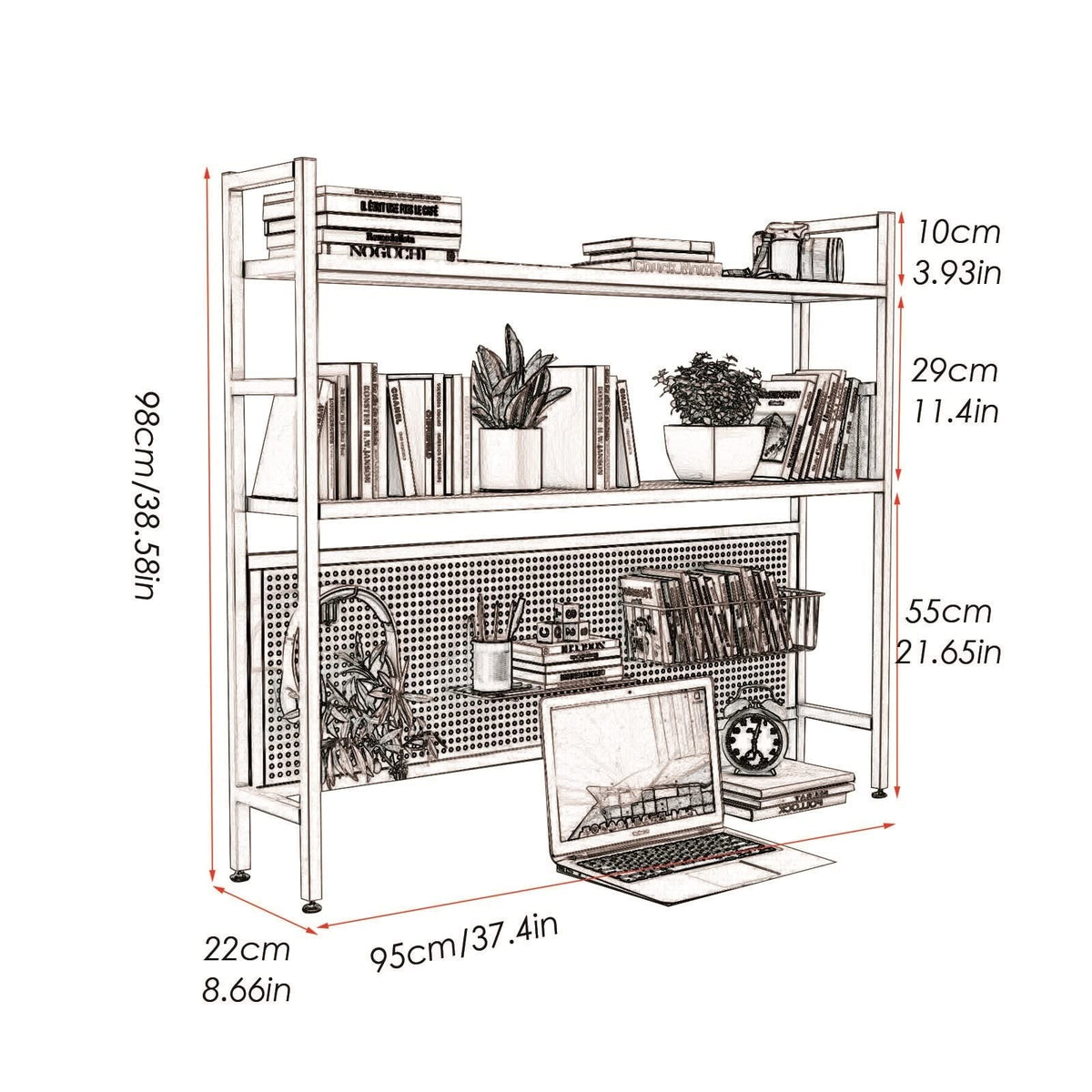 White Metal Desktop Bookshelf L33763