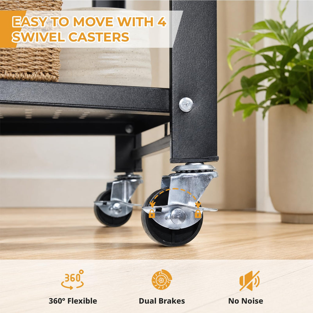 5 Tier Foldable Metal Storage Shelf with Wheels I73737