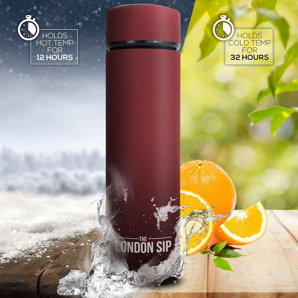 Travel Mug and Tumbler Hot and Cold Double Wall Stainless Steel Thermos, Sacred Red, Pack of 2 P481161