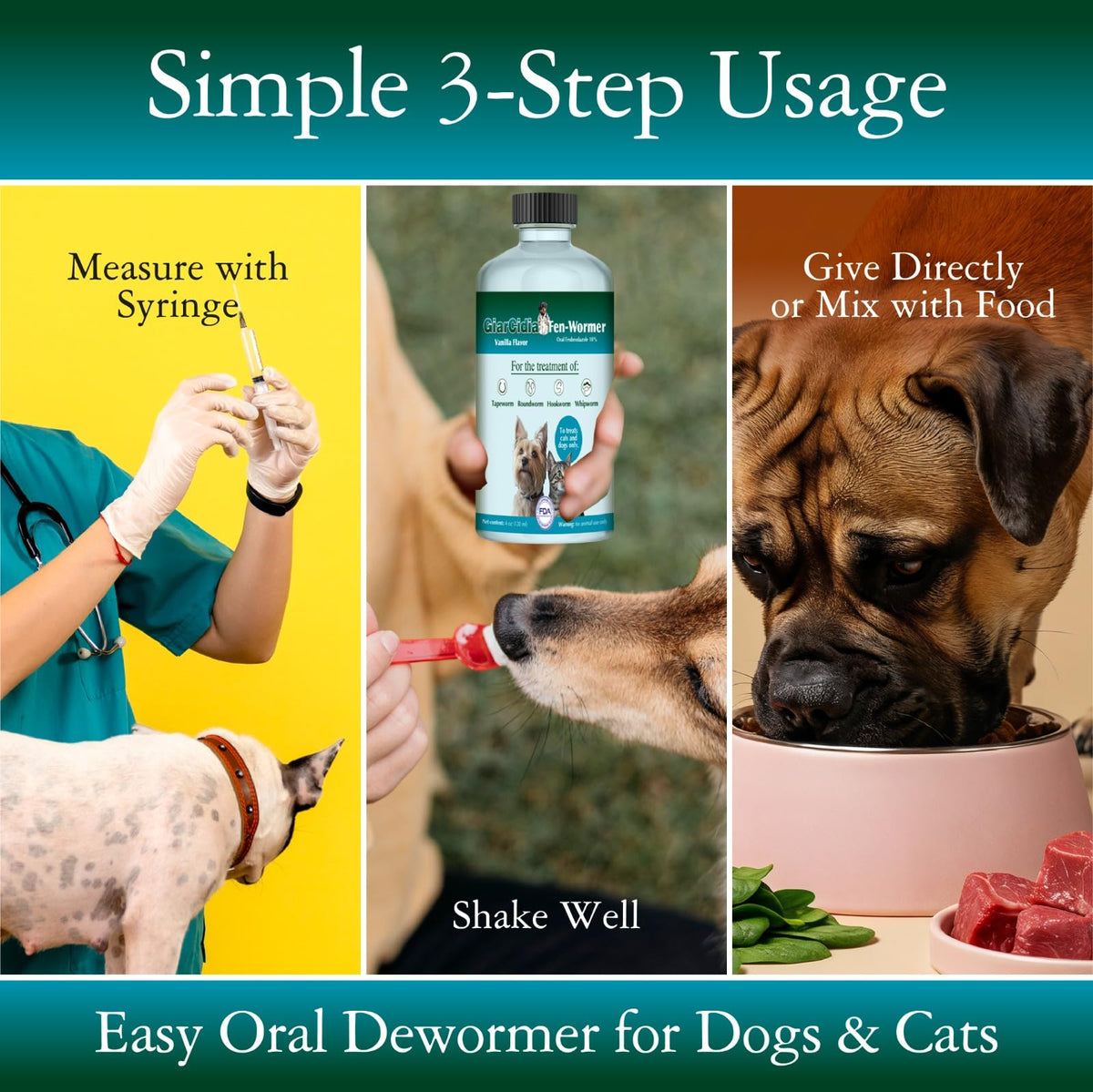 4 oz Vanilla Flavour Liquid Dog & Cat Dewormer with Syringe D85271