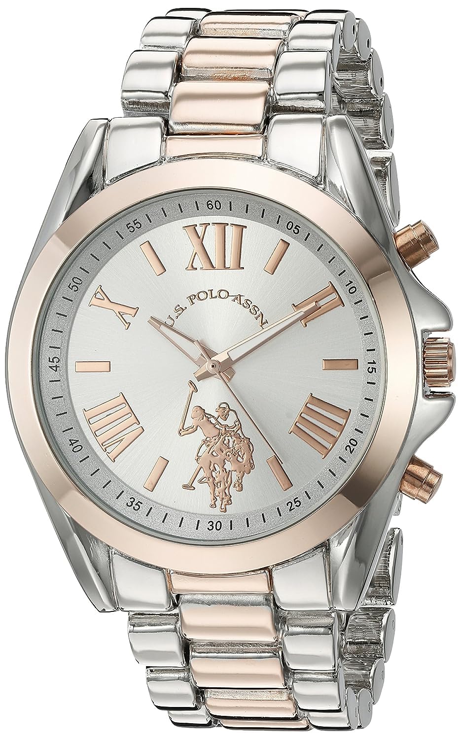 Two-Tone Analog Watch with Silver Dial and 41mm Metal Case Z2928