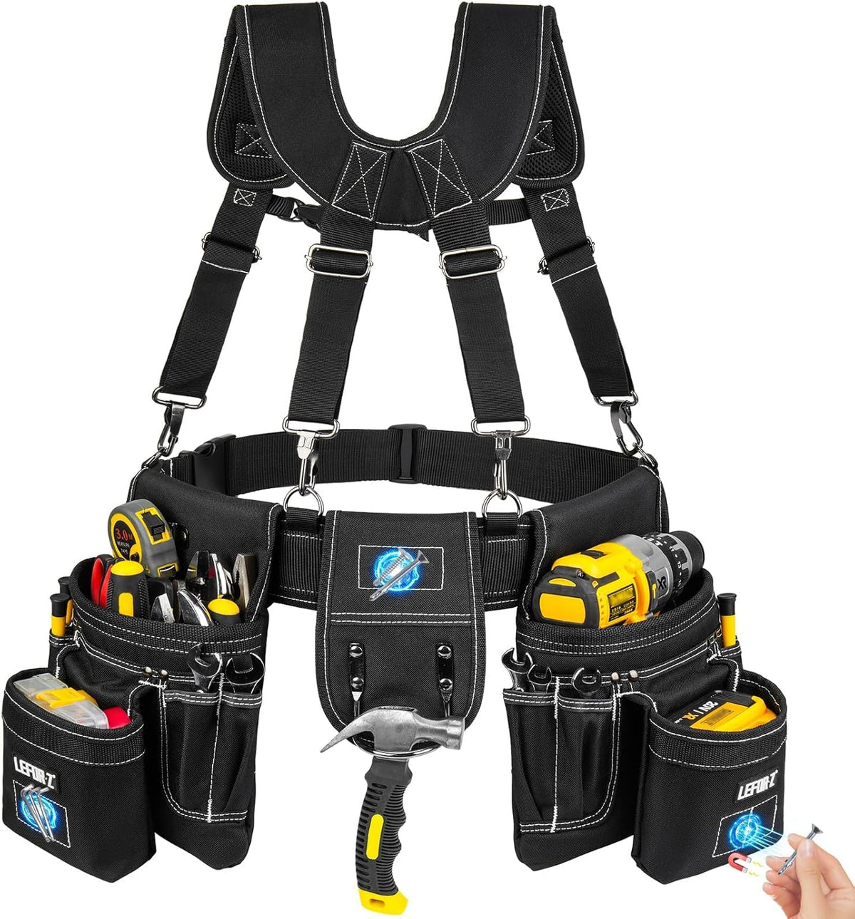 27-Pockets Heavy Duty Tool Belt with Suspenders V9204