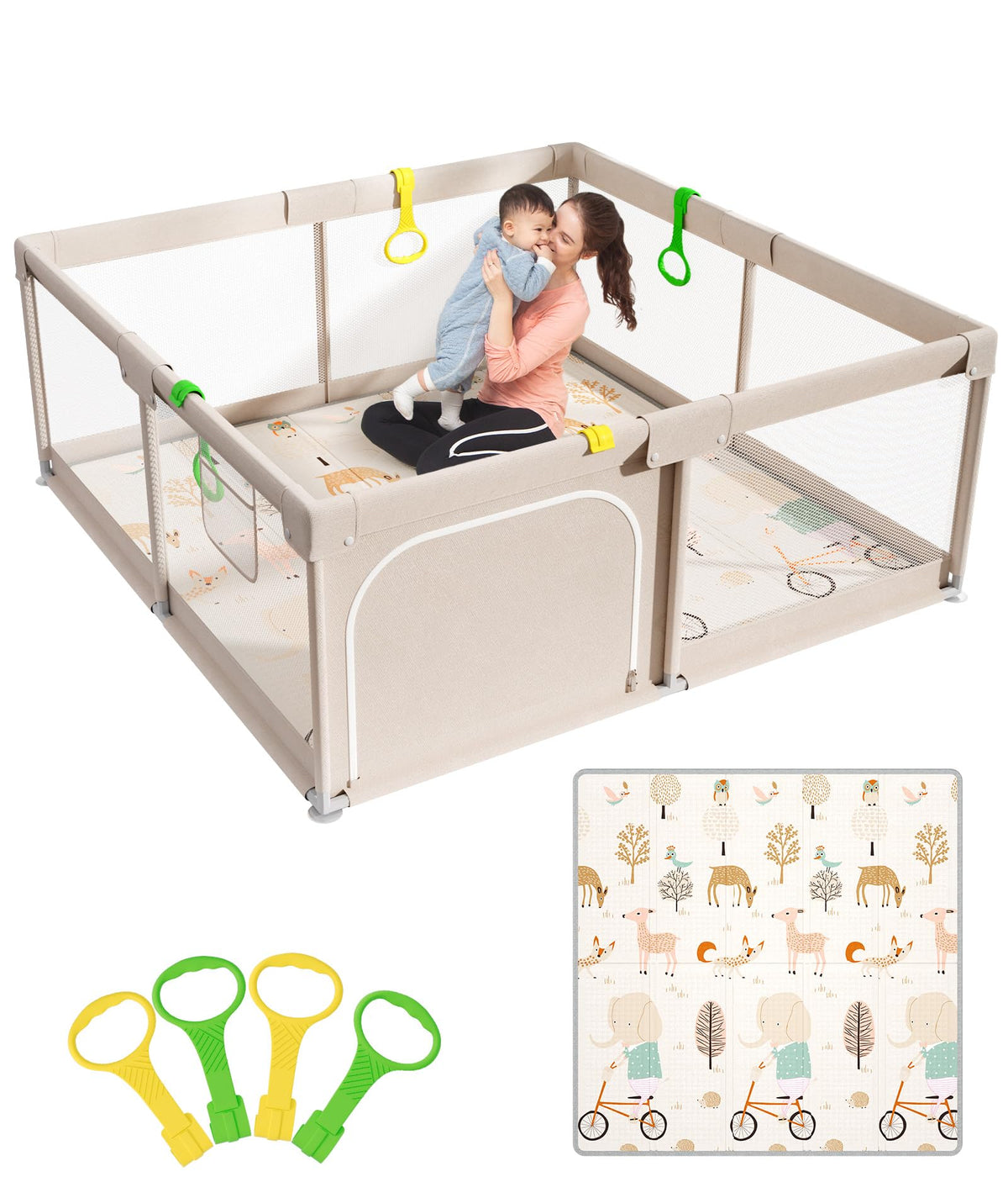 Grey Baby Playpen with Mat P27836