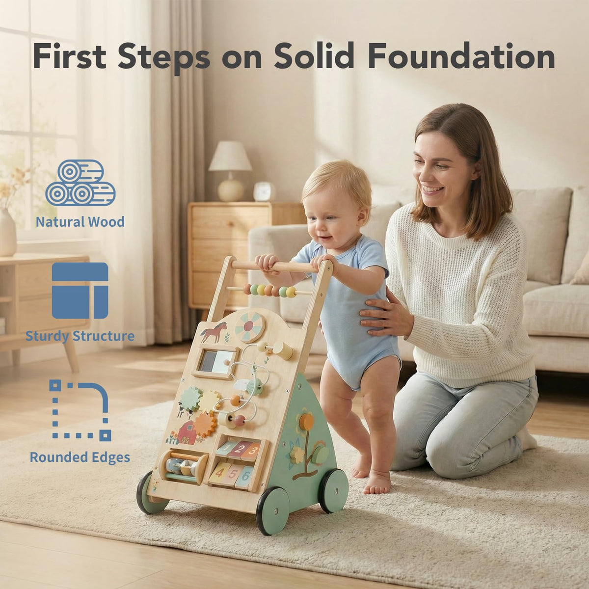 Wooden Baby Walker with Activity Center A242997