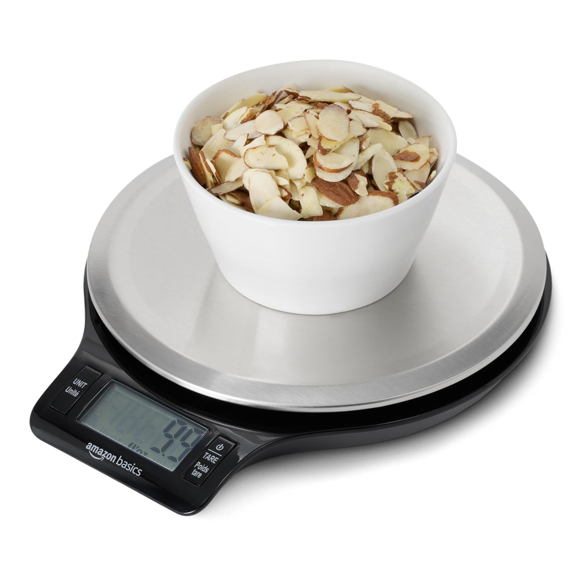 Digital Kitchen Scale with LCD Display, Black and Stainless Steel A64210