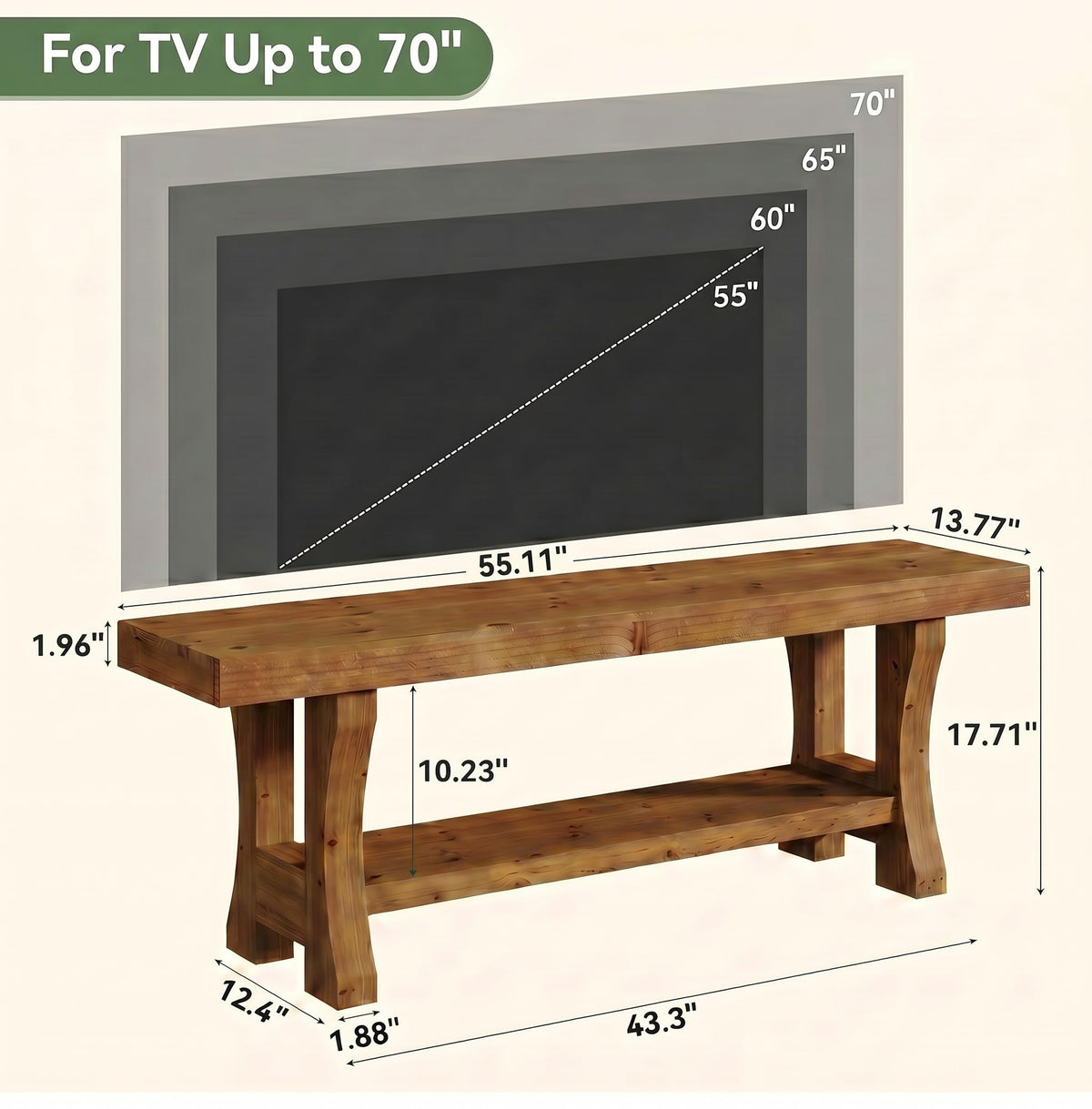Brown Solid Wood 2-Tier TV Stand P585088