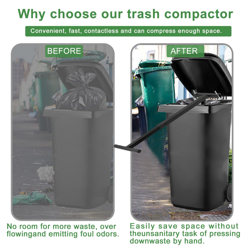 Black Manual Trash Compactor Adjustable Handle W4457