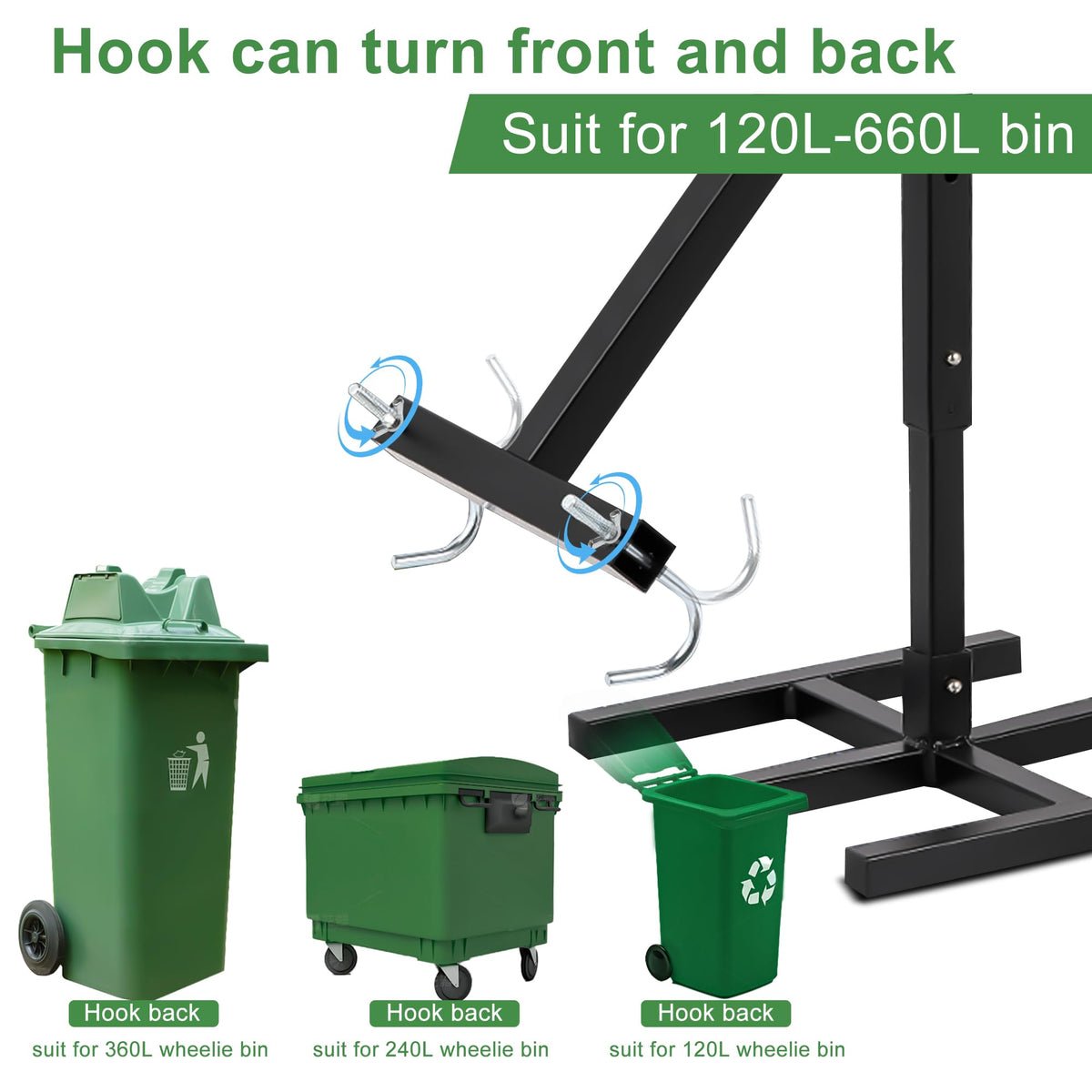 Black Manual Trash Compactor Adjustable Handle W4457