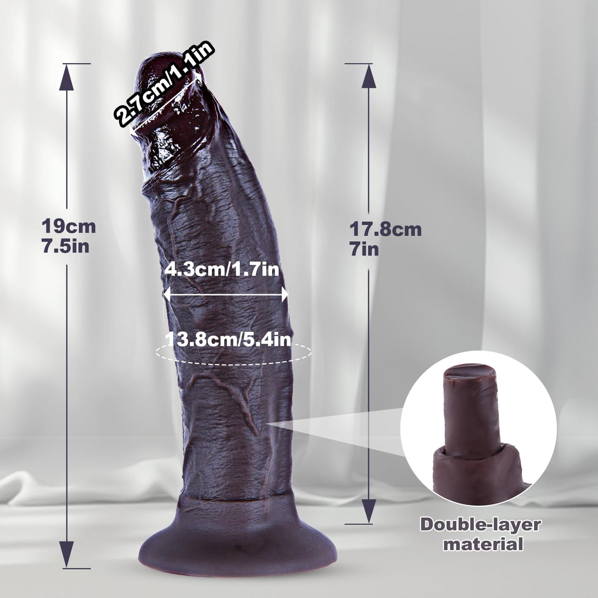 7 Inch Dual Density Silicone Dildo with Suction Cup M30670