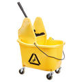 Rectangular Mop Bucket with Down Press Wringer Combo, 35-Quart, Yellow X596