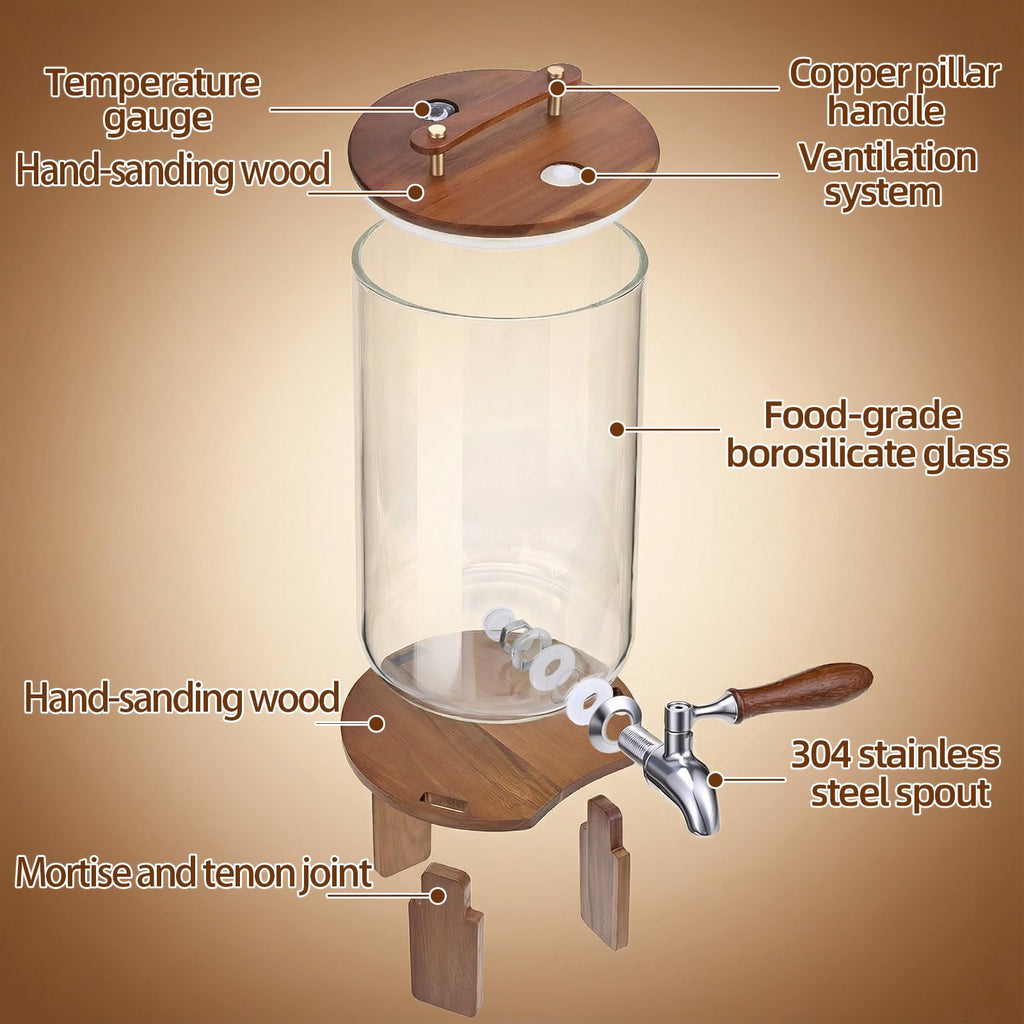 2.1 Gallon Glass Beverage Dispenser with Stand and Stainless Steel Spigot A584432
