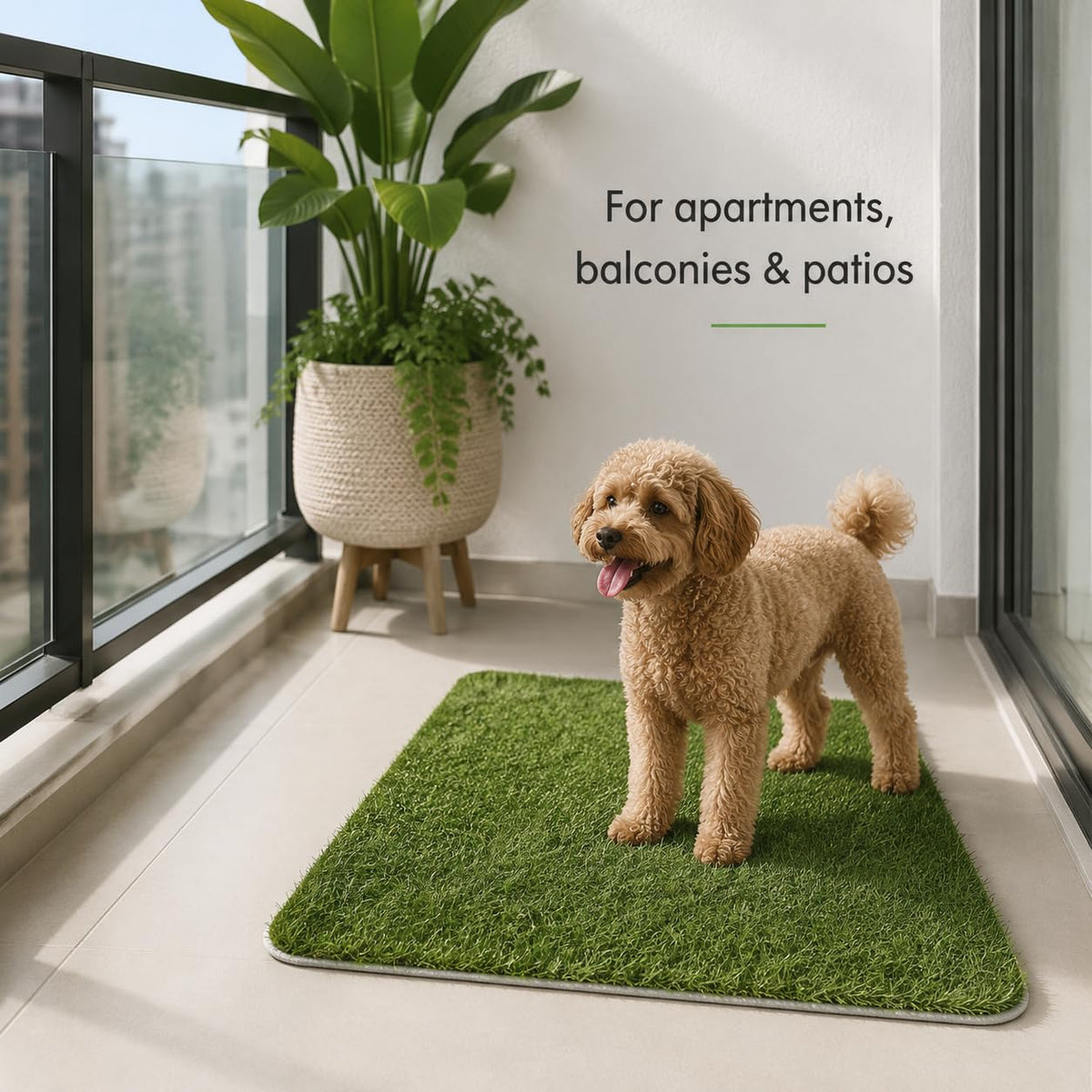 Artificial Grass Dog Potty Pad 24 x 36 in Non-Slip Washable C148300