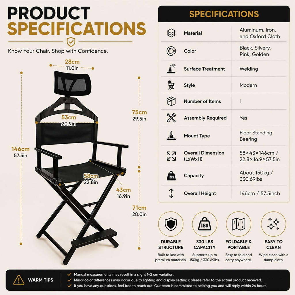 Extra Tall Foldable Makeup Artist Chair N6076