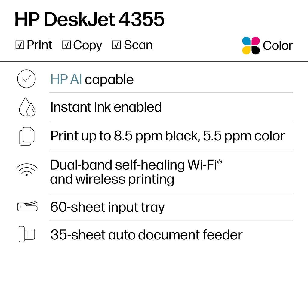Wireless All-in-One Color Inkjet Printer, Scanner, Copier B396195
