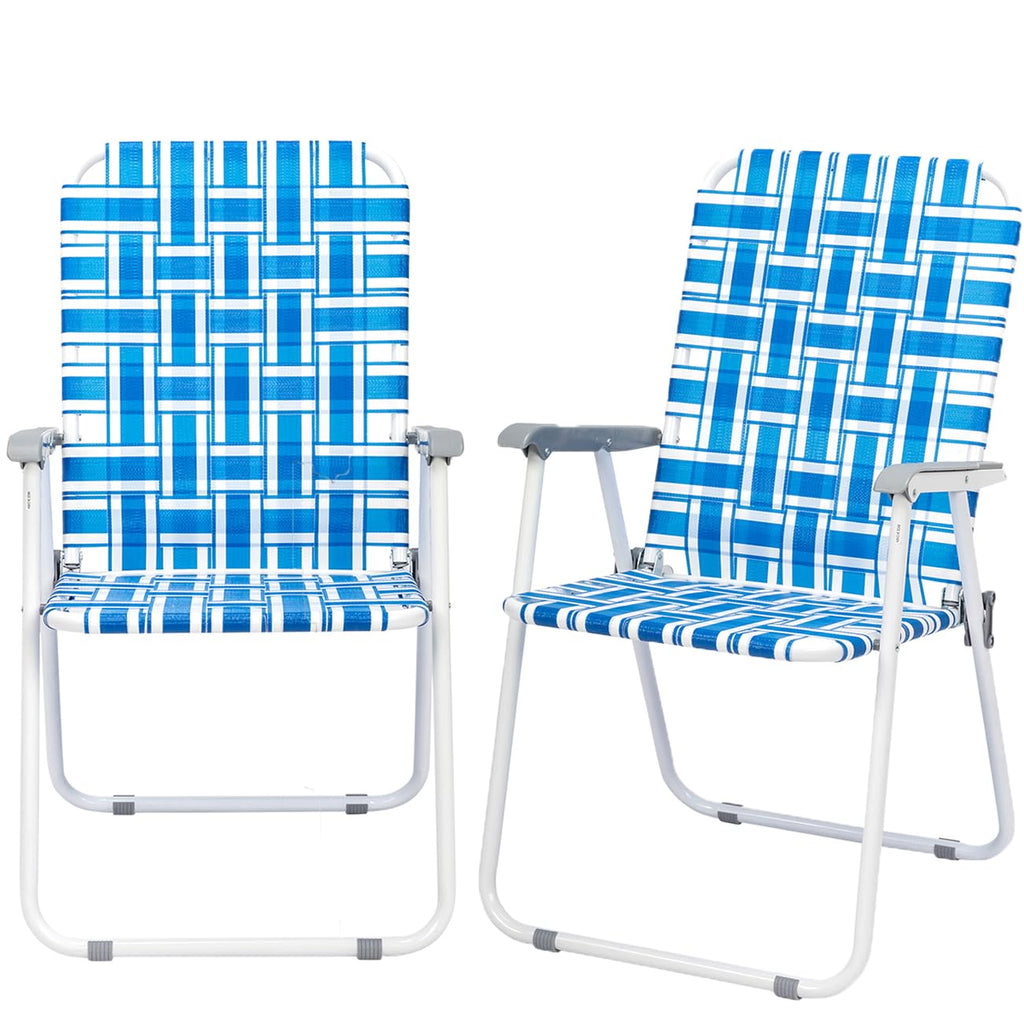 Set of 2 Blue Webbed Folding Patio Chair C132639