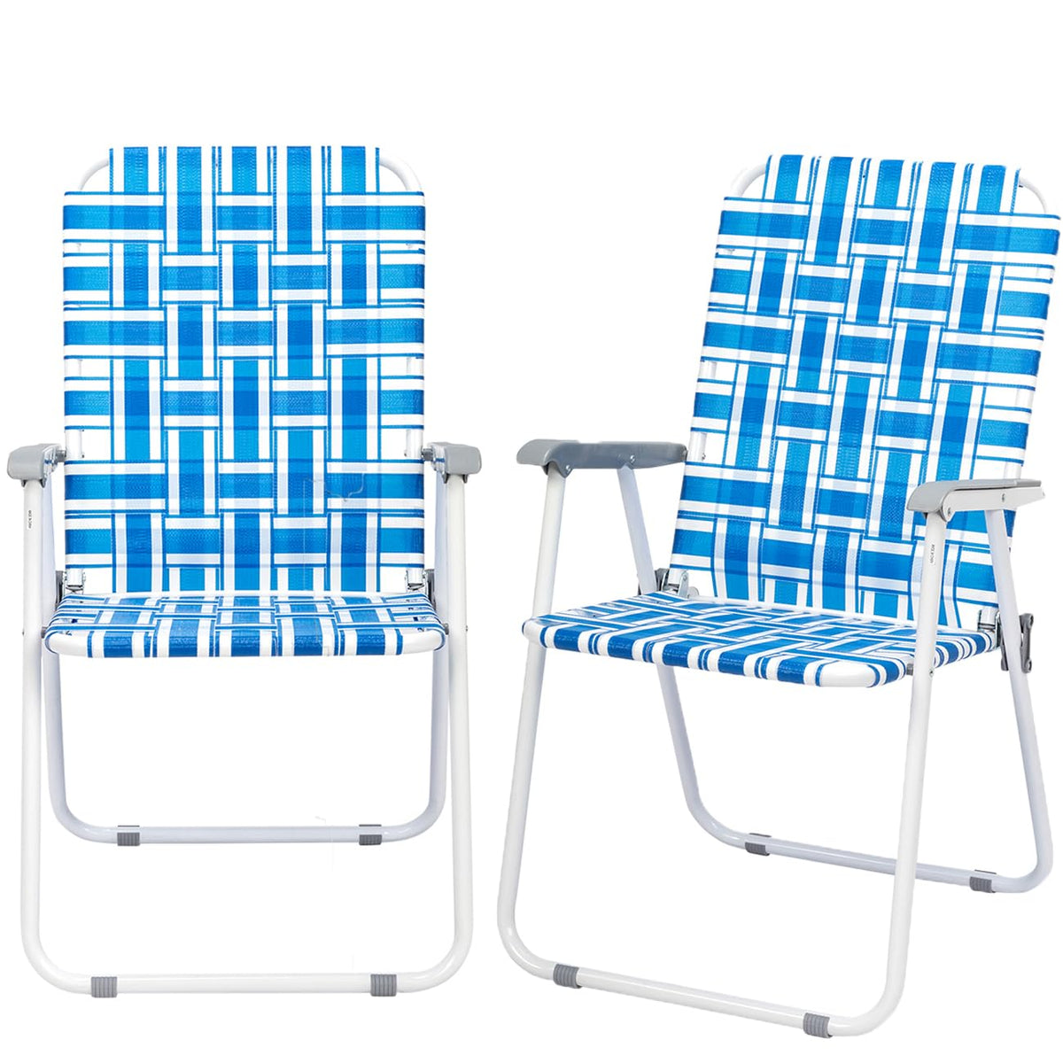 Set of 2 Blue Webbed Folding Patio Chair C132639