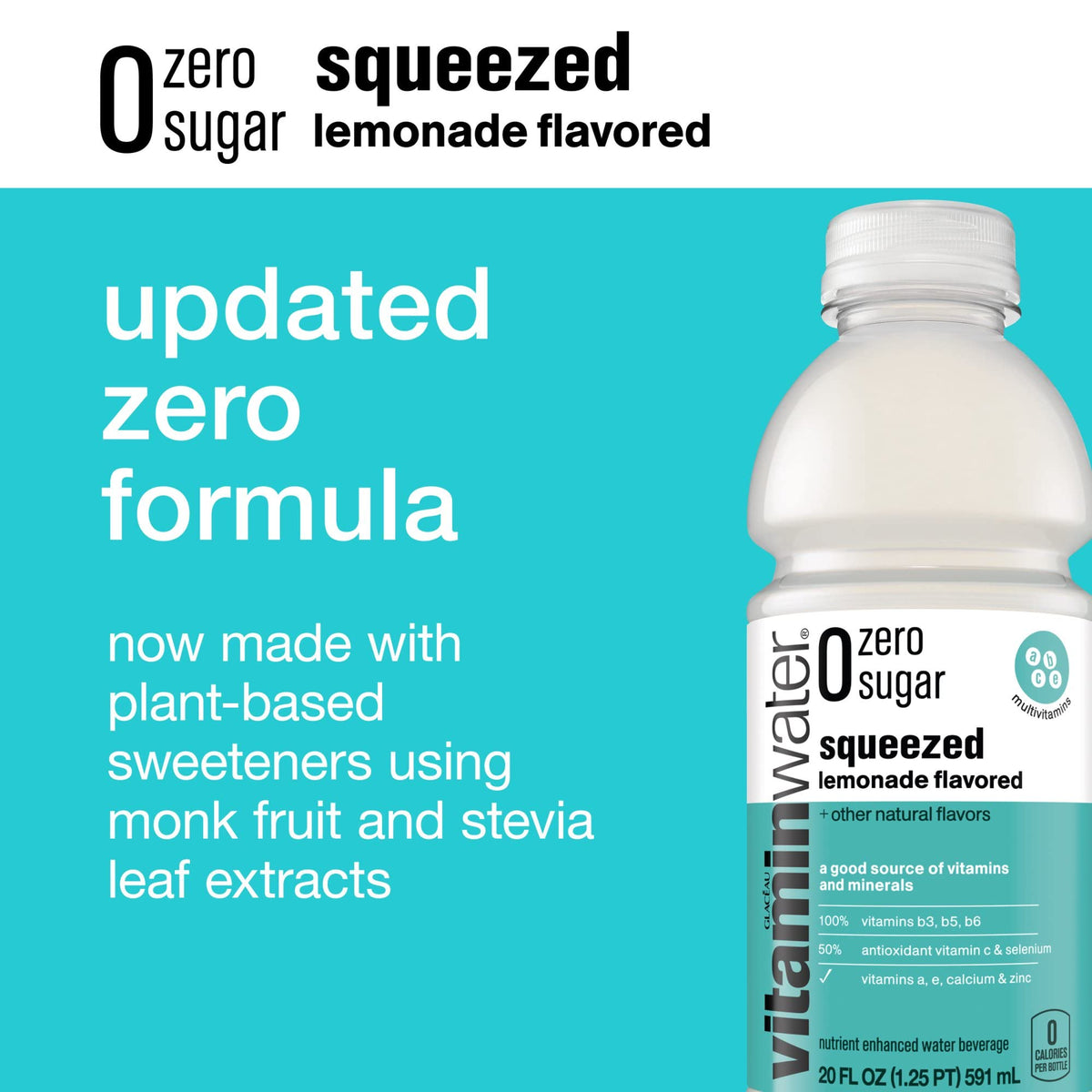 20 Fl Oz Vitamin Water ZERO Sugar Lemonade Pack of 12 P330